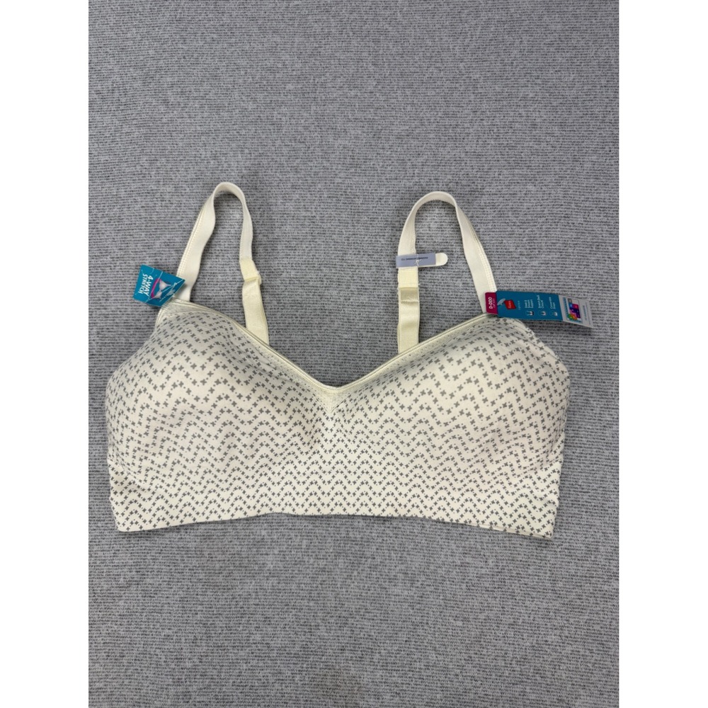 Hanes Signature SmoothTec Wireless Bra Cream Chevron 2XL+ D-DDD MHW199
